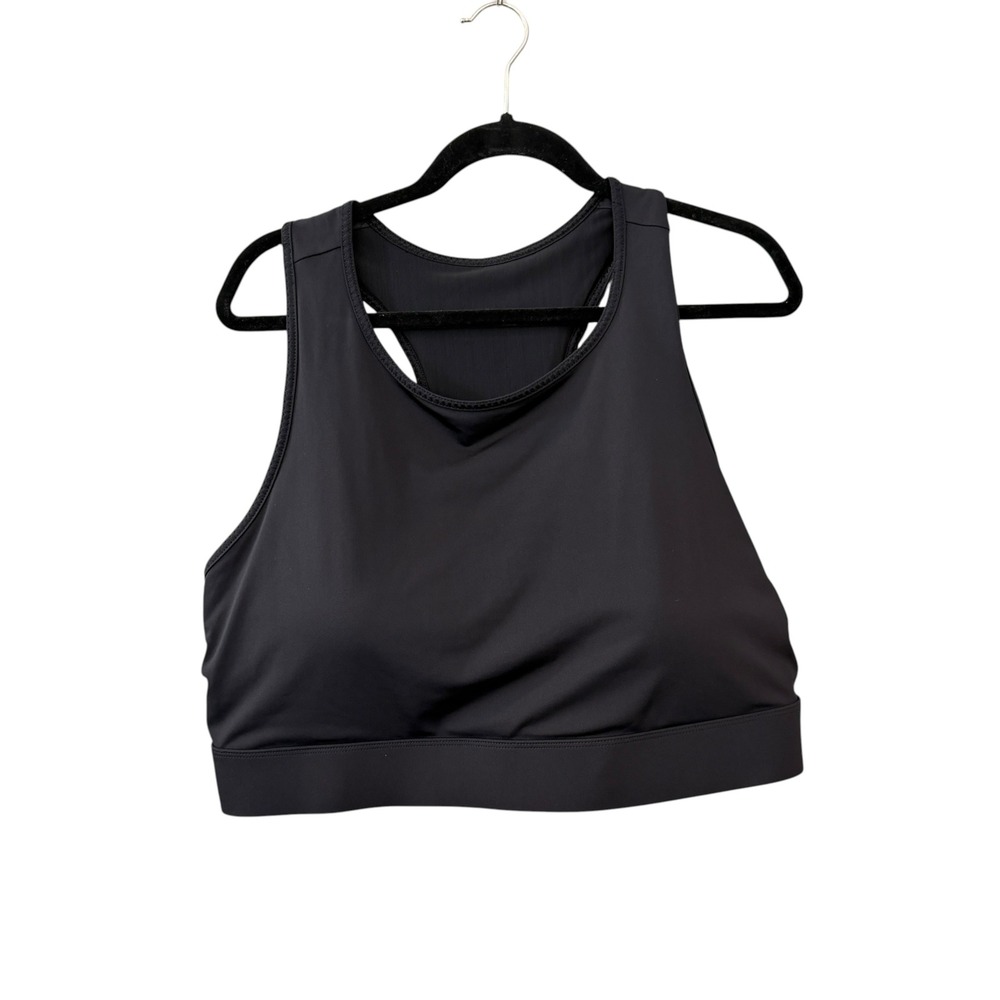 Fabletics Trinity High Impact Sports Bra 4X Black Racerback Pockets Activewear